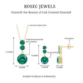 Certified Lab Created Emerald Dangle Necklace Earrings Set Rosec Jewels