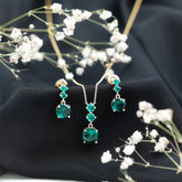 Certified Lab Created Emerald Dangle Necklace Earrings Set Rosec Jewels