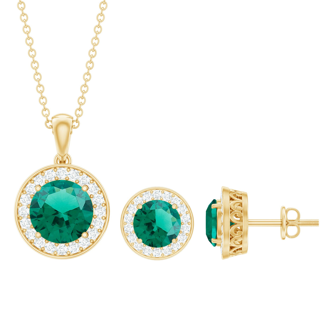Certified Lab Grown Emerald Moissanite Bridal Jewelry Set Rosec Jewels