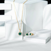 Certified Lab Grown Emerald Moissanite Bridal Jewelry Set Rosec Jewels