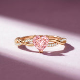 1 CT Lab Grown Pink Diamond Heart Engagement Ring with Crossover Shank Rosec Jewels