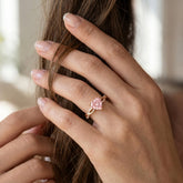 1 CT Lab Grown Pink Diamond Heart Engagement Ring with Crossover Shank Rosec Jewels