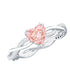 1 CT Lab Grown Pink Diamond Heart Engagement Ring with Crossover Shank Rosec Jewels