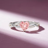 1 CT Lab Grown Pink Diamond Heart Engagement Ring with Crossover Shank Rosec Jewels