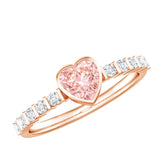 IGI Certified 1 CT Lab Grown Pink Diamond Heart Engagement Ring with Side Stones Rosec Jewels