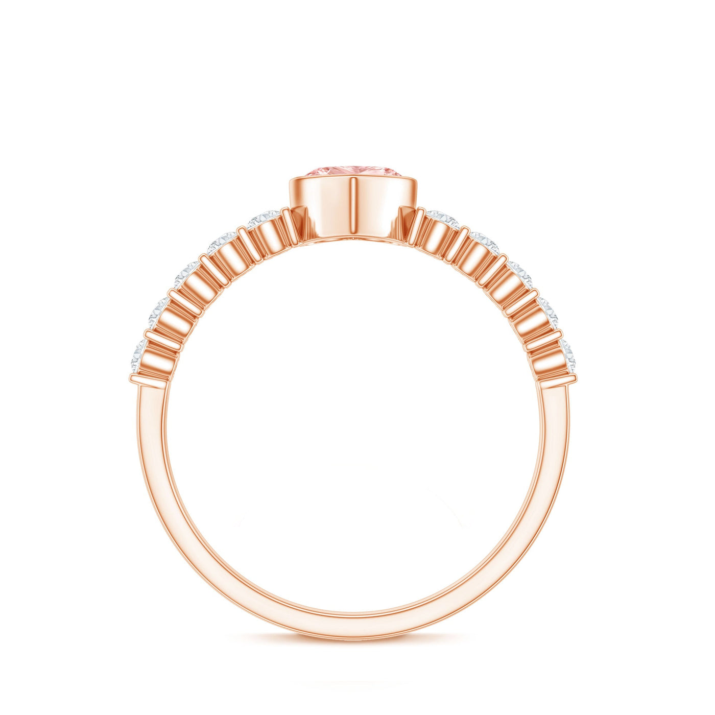IGI Certified 1 CT Lab Grown Pink Diamond Heart Engagement Ring with Side Stones Rosec Jewels