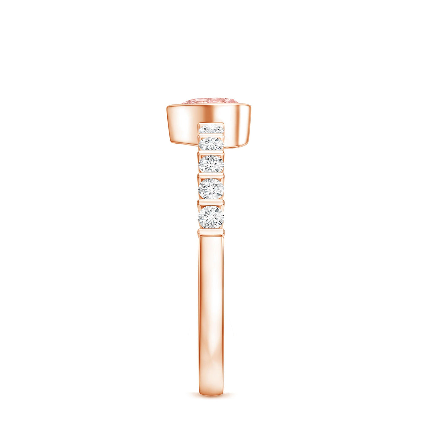IGI Certified 1 CT Lab Grown Pink Diamond Heart Engagement Ring with Side Stones Rosec Jewels