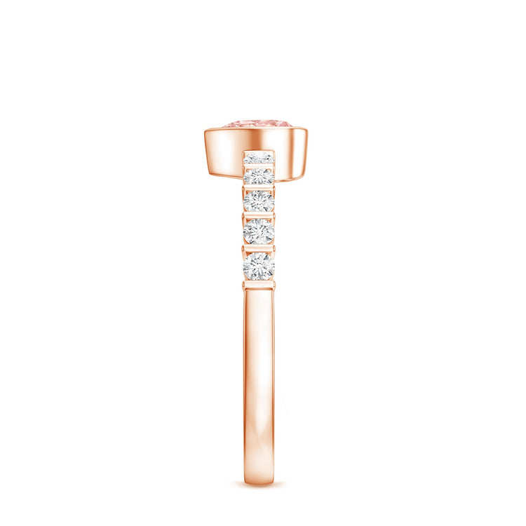 IGI Certified 1 CT Lab Grown Pink Diamond Heart Engagement Ring with Side Stones Rosec Jewels
