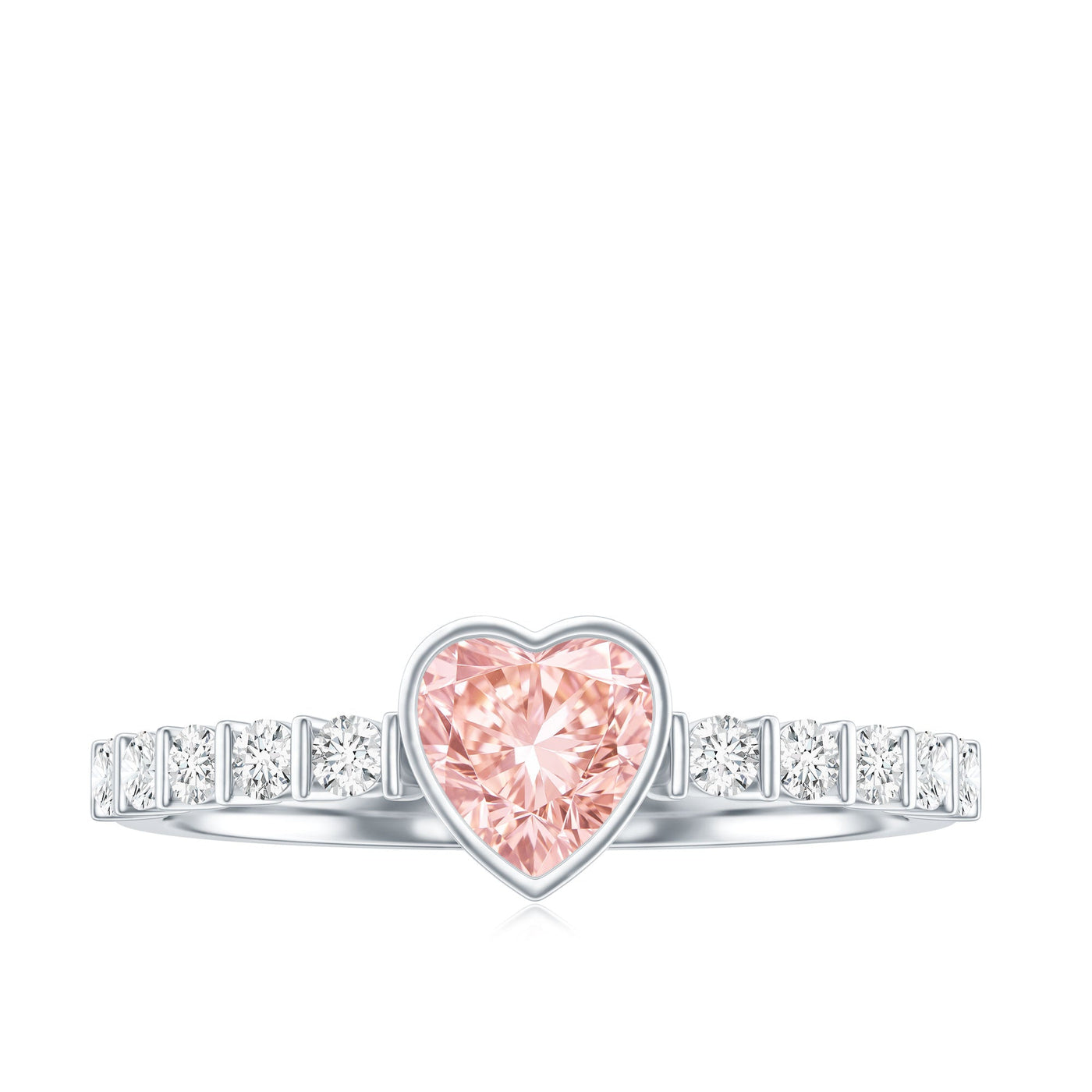 IGI Certified 1 CT Lab Grown Pink Diamond Heart Engagement Ring with Side Stones Rosec Jewels