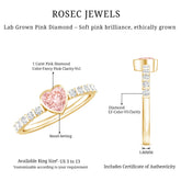 IGI Certified 1 CT Lab Grown Pink Diamond Heart Engagement Ring with Side Stones Rosec Jewels