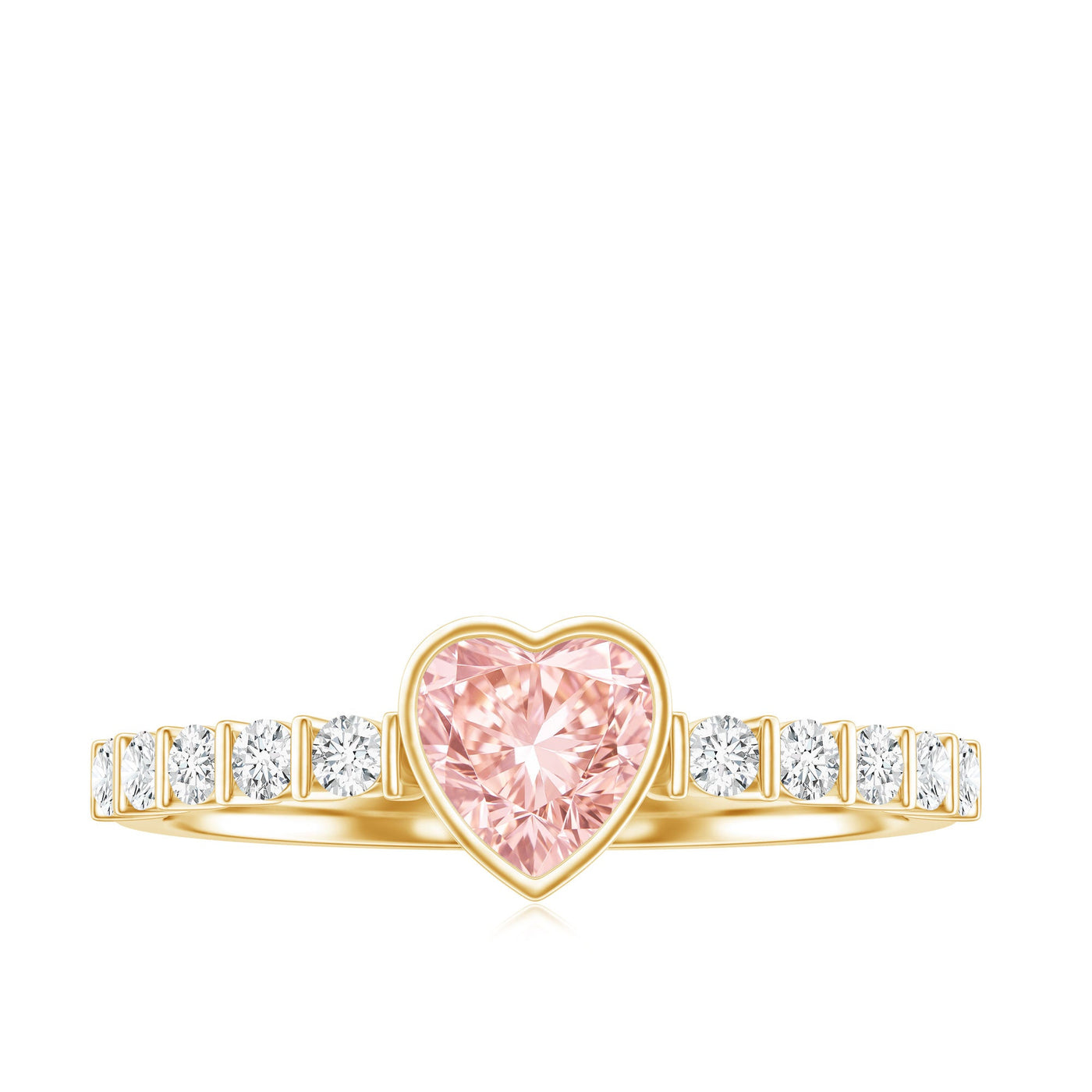 IGI Certified 1 CT Lab Grown Pink Diamond Heart Engagement Ring with Side Stones Rosec Jewels