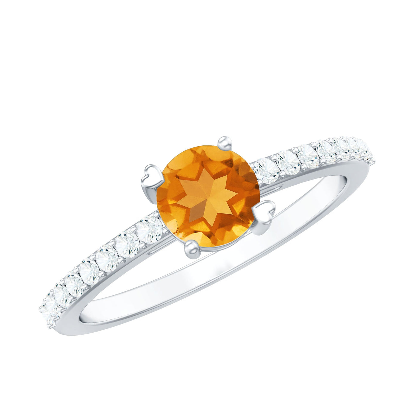 Natural Citrine Promise Ring with Diamond Rosec Jewels