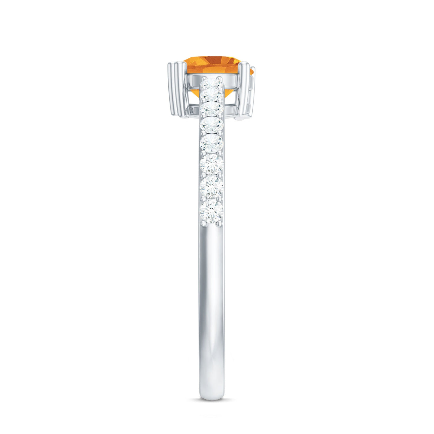 Natural Citrine Promise Ring with Diamond Rosec Jewels