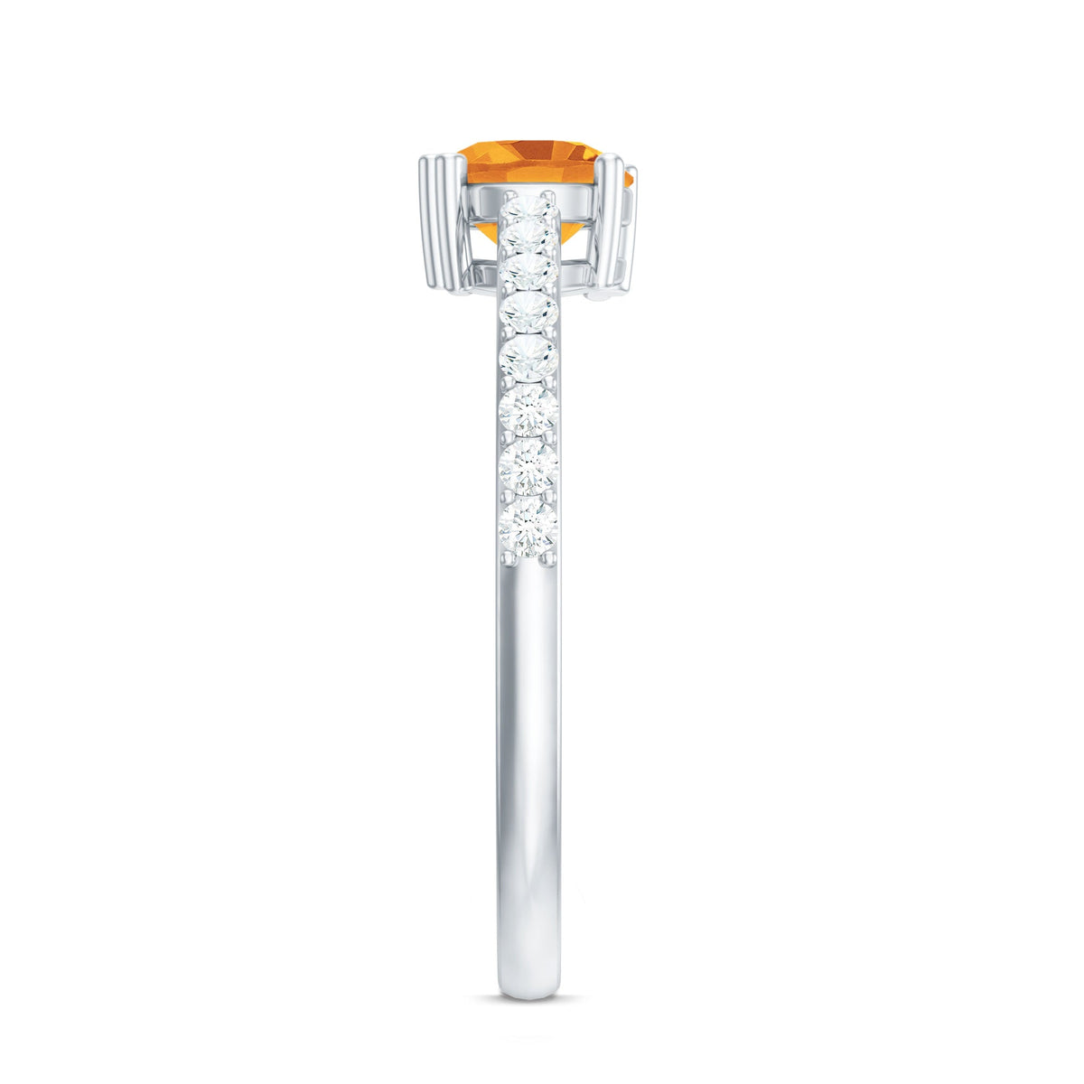 Natural Citrine Promise Ring with Diamond Rosec Jewels