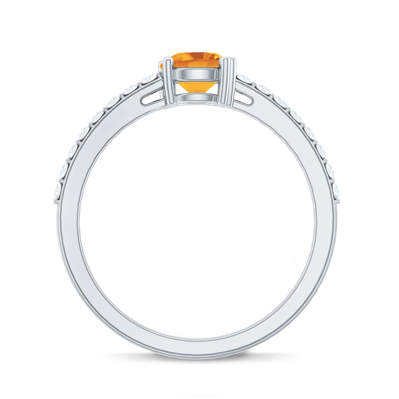 Natural Citrine Promise Ring with Diamond Rosec Jewels