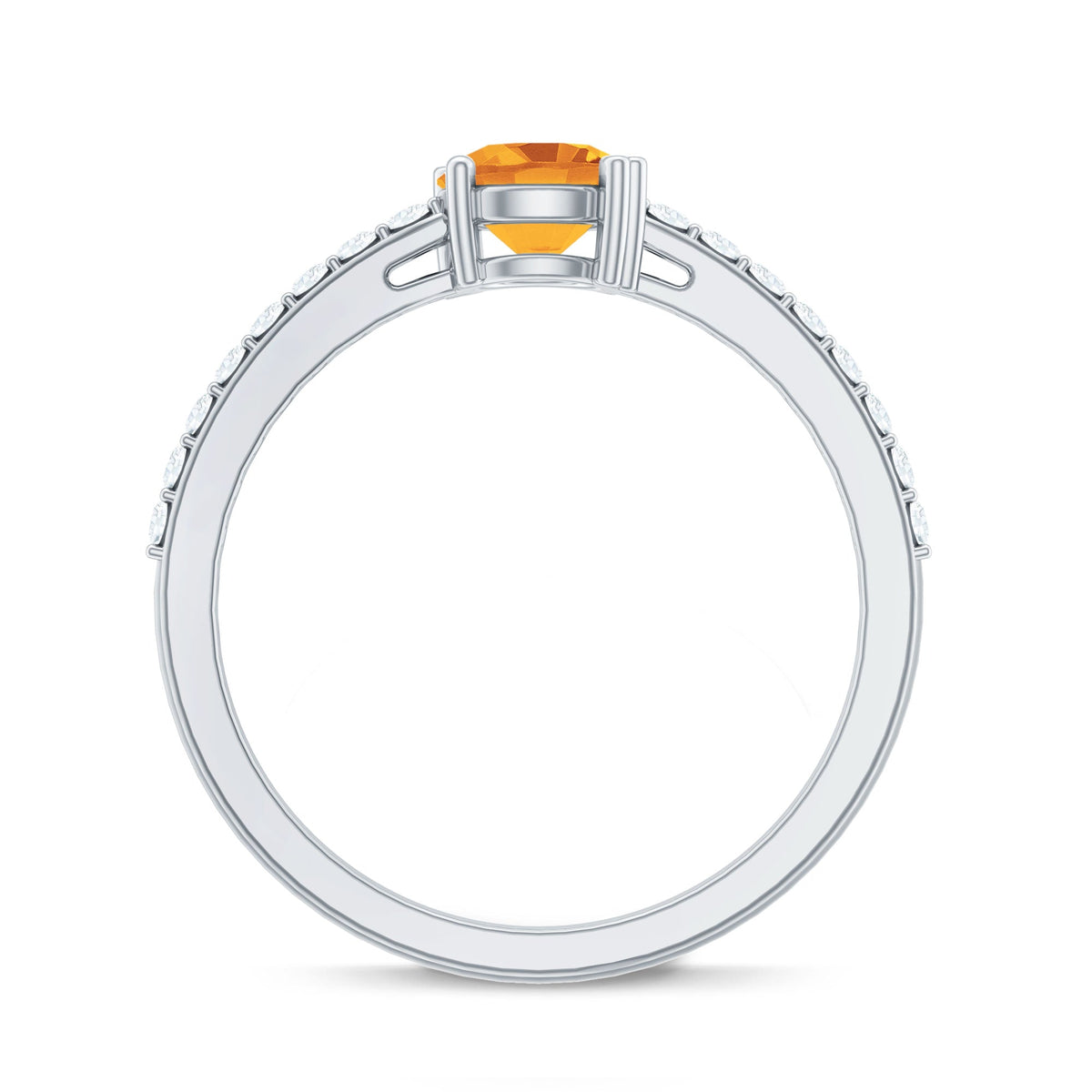 Natural Citrine Promise Ring with Diamond Rosec Jewels