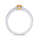 Natural Citrine Promise Ring with Diamond Rosec Jewels