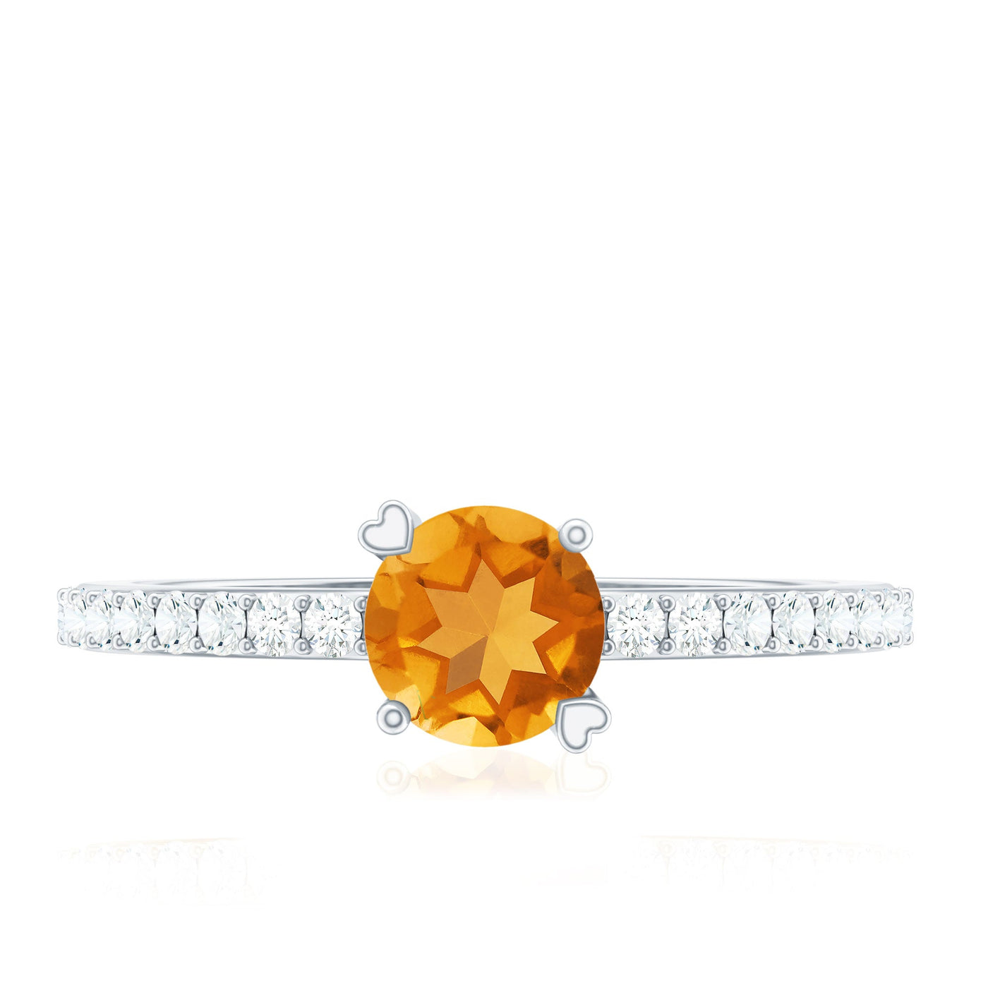 Natural Citrine Promise Ring with Diamond Rosec Jewels