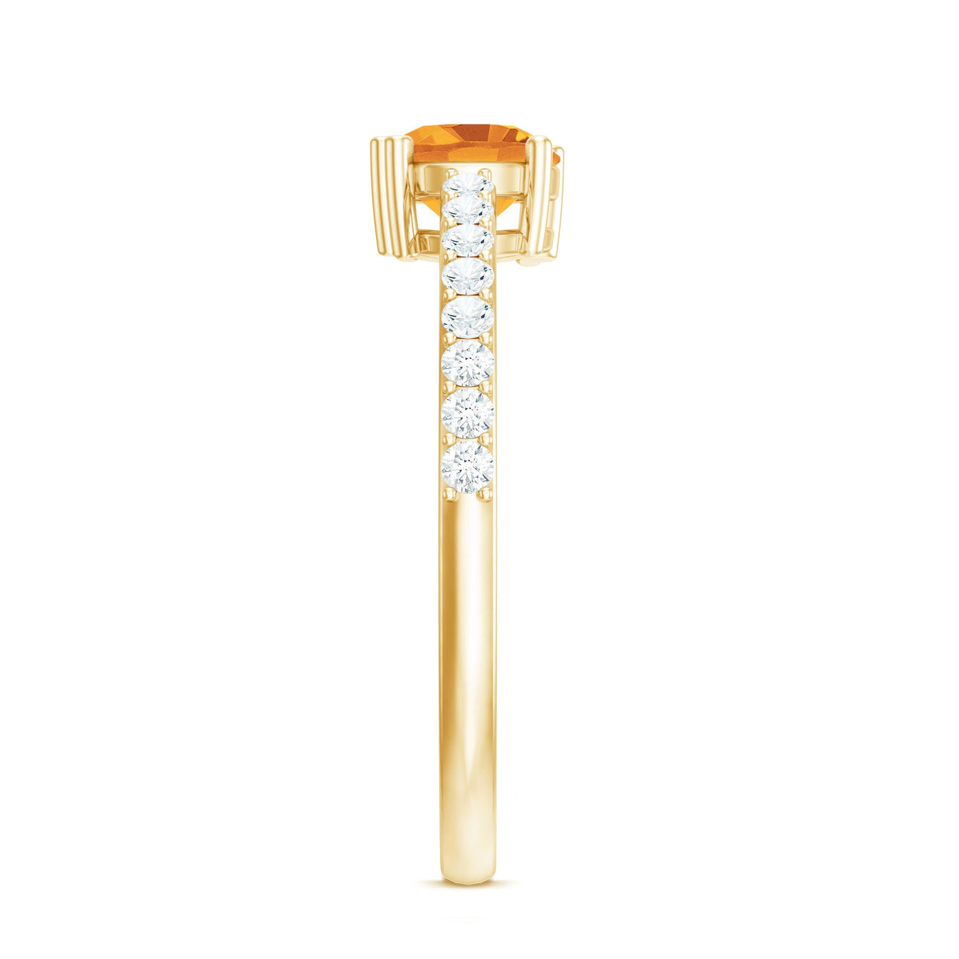 Natural Citrine Promise Ring with Diamond Rosec Jewels
