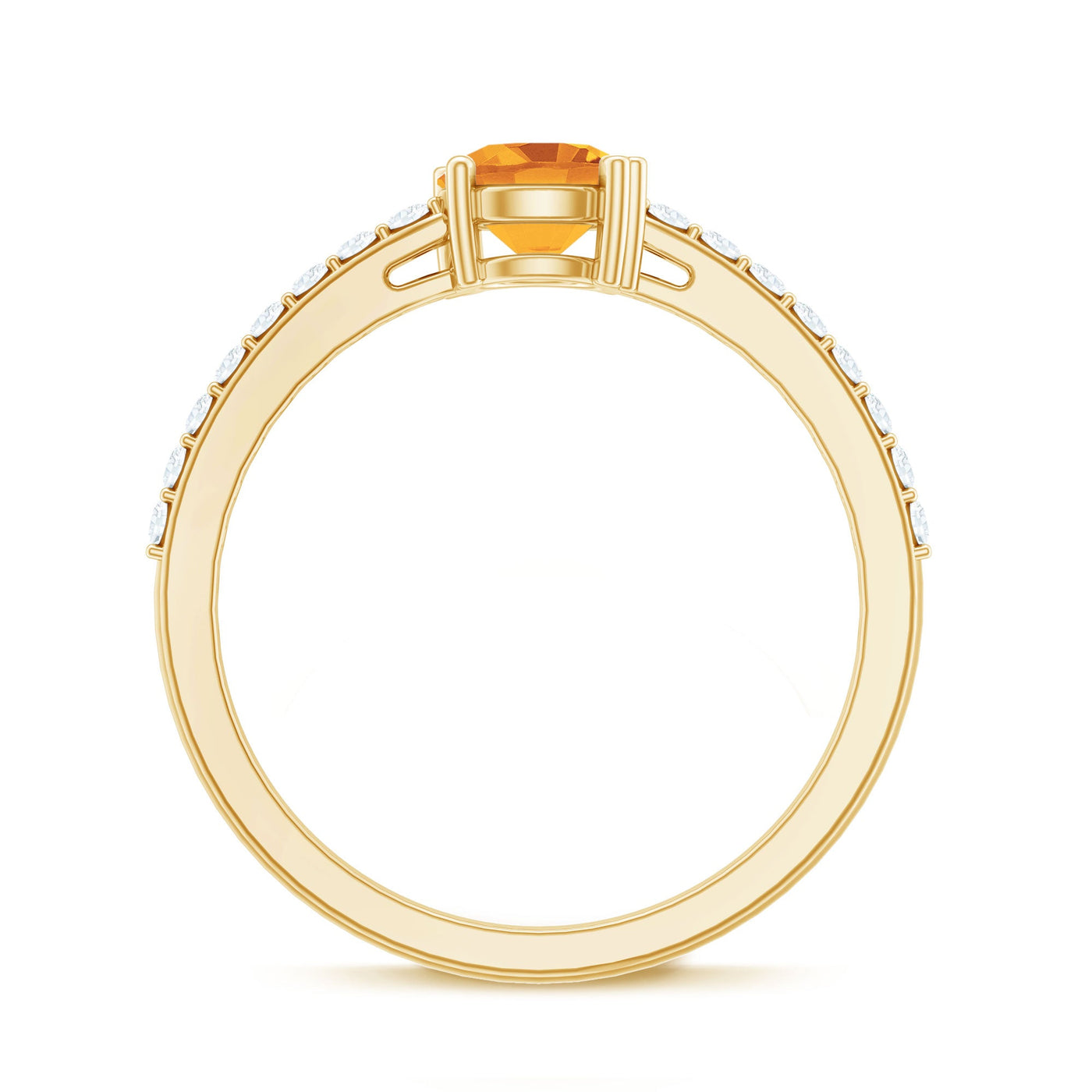 Natural Citrine Promise Ring with Diamond Rosec Jewels