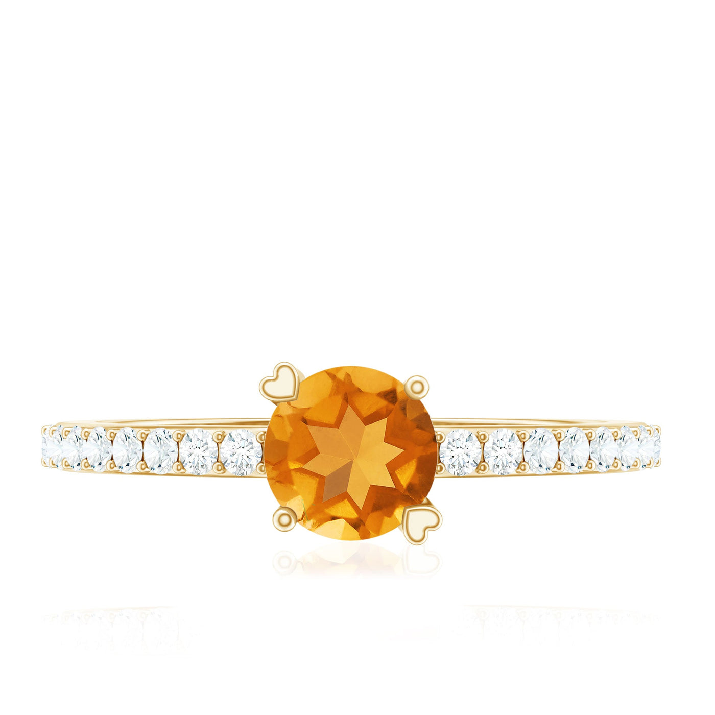 Natural Citrine Promise Ring with Diamond Rosec Jewels