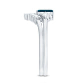 0.7 Carat Emerald Cut London Blue Topaz Designer Bridal Ring Set with Diamond Rosec Jewels