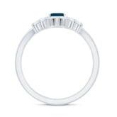0.7 Carat Emerald Cut London Blue Topaz Designer Bridal Ring Set with Diamond Rosec Jewels