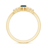 0.7 Carat Emerald Cut London Blue Topaz Designer Bridal Ring Set with Diamond Rosec Jewels