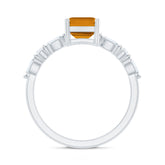 Certified Real Citrine Emerald Cut Engagement Ring with Diamond Rosec Jewels