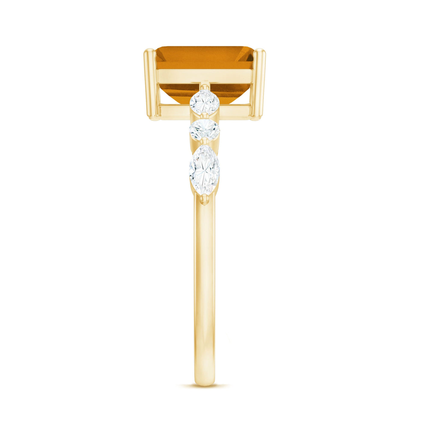 Certified Real Citrine Emerald Cut Engagement Ring with Diamond Rosec Jewels
