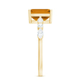 Certified Real Citrine Emerald Cut Engagement Ring with Diamond Rosec Jewels