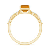 Certified Real Citrine Emerald Cut Engagement Ring with Diamond Rosec Jewels