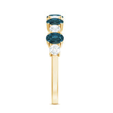 Oval London Blue Topaz Half Eternity Band Ring with Diamond Rosec Jewels