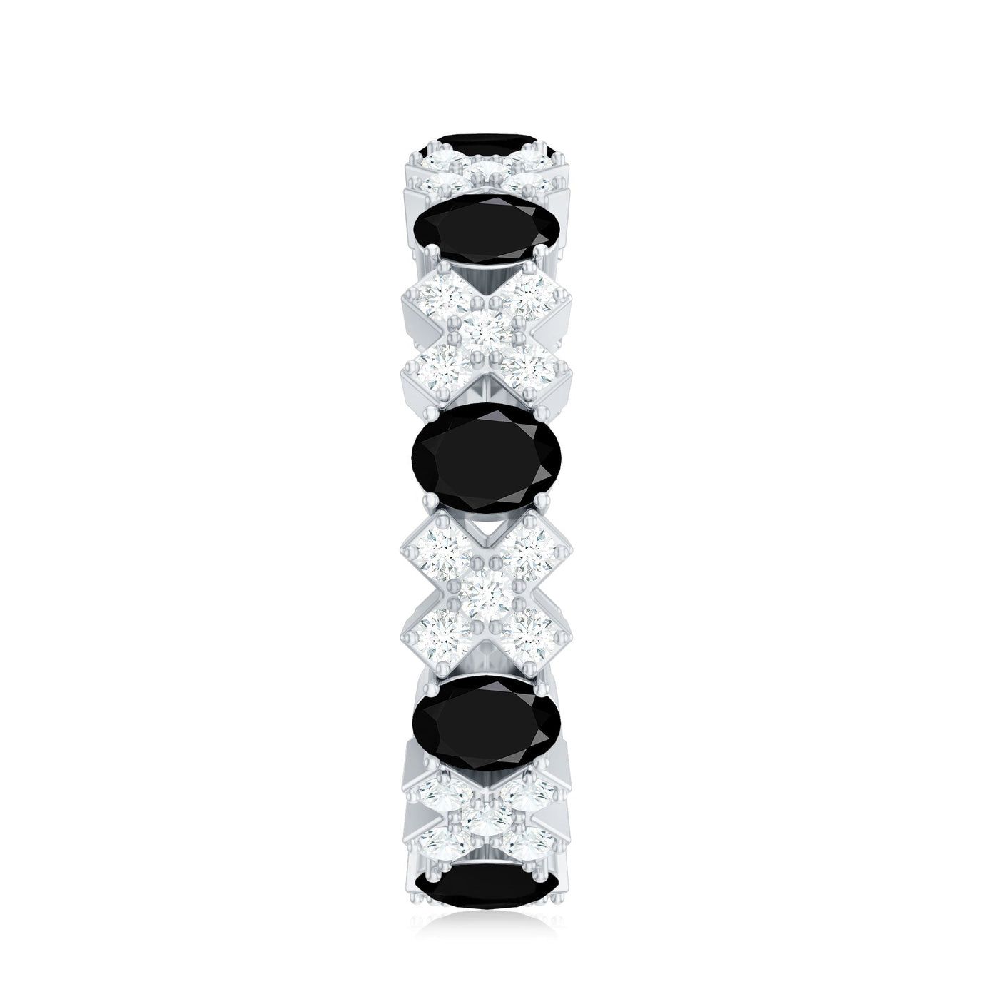 Certified Real Black Spinel Eternity Ring with Moissanite Rosec Jewels