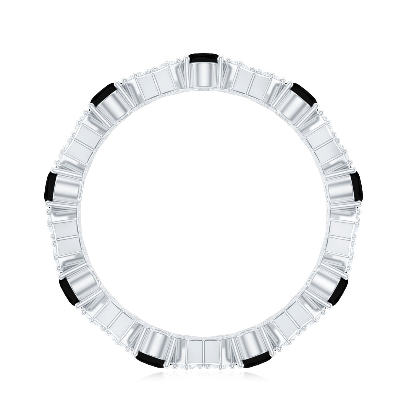 Certified Real Black Spinel Eternity Ring with Moissanite Rosec Jewels