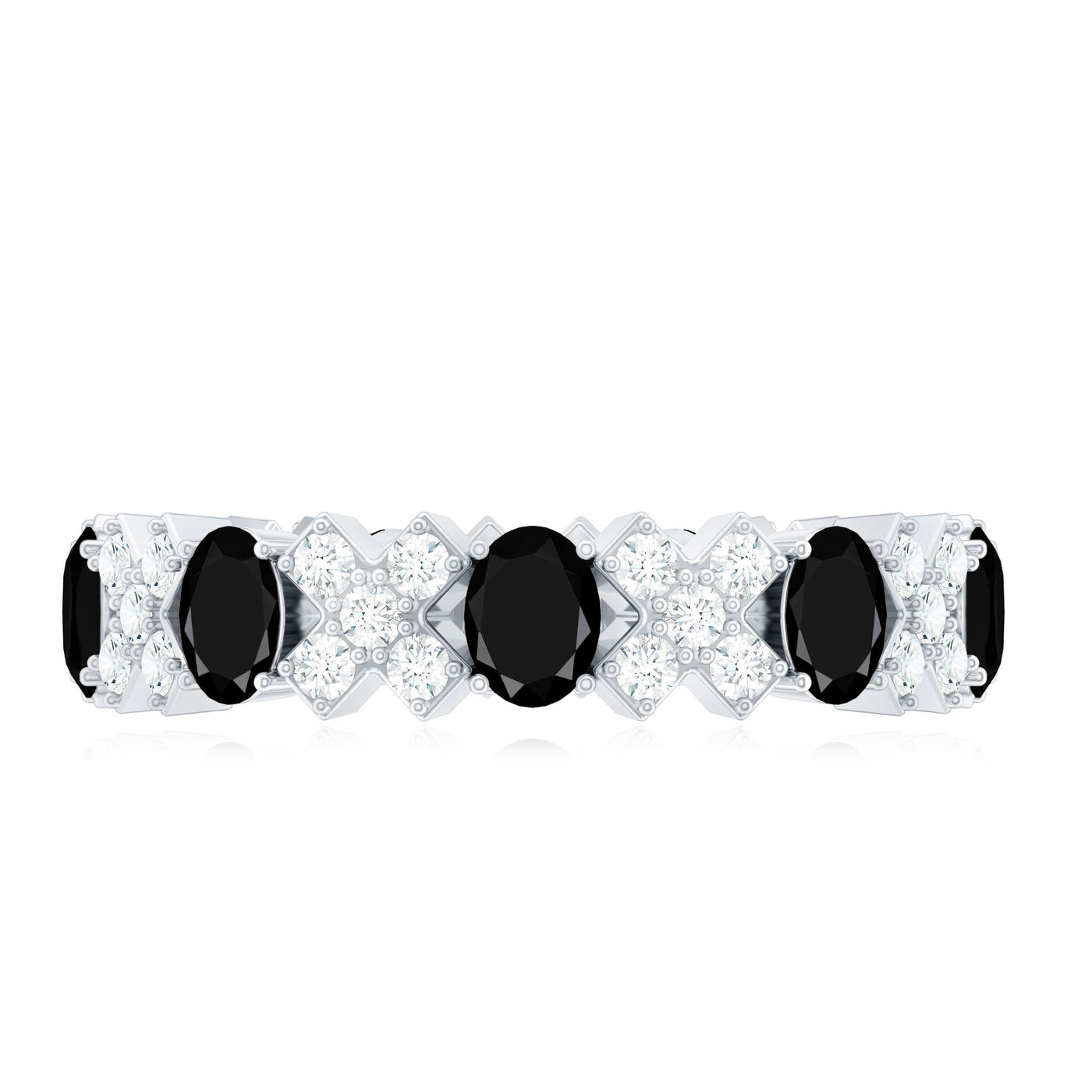 Certified Real Black Spinel Eternity Ring with Moissanite Rosec Jewels
