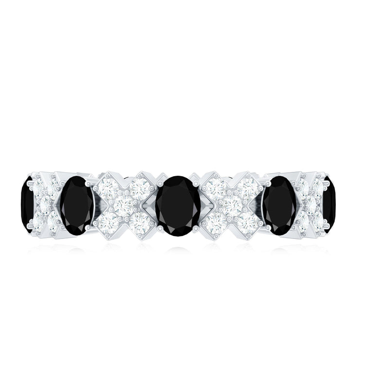 Certified Real Black Spinel Eternity Ring with Moissanite Rosec Jewels