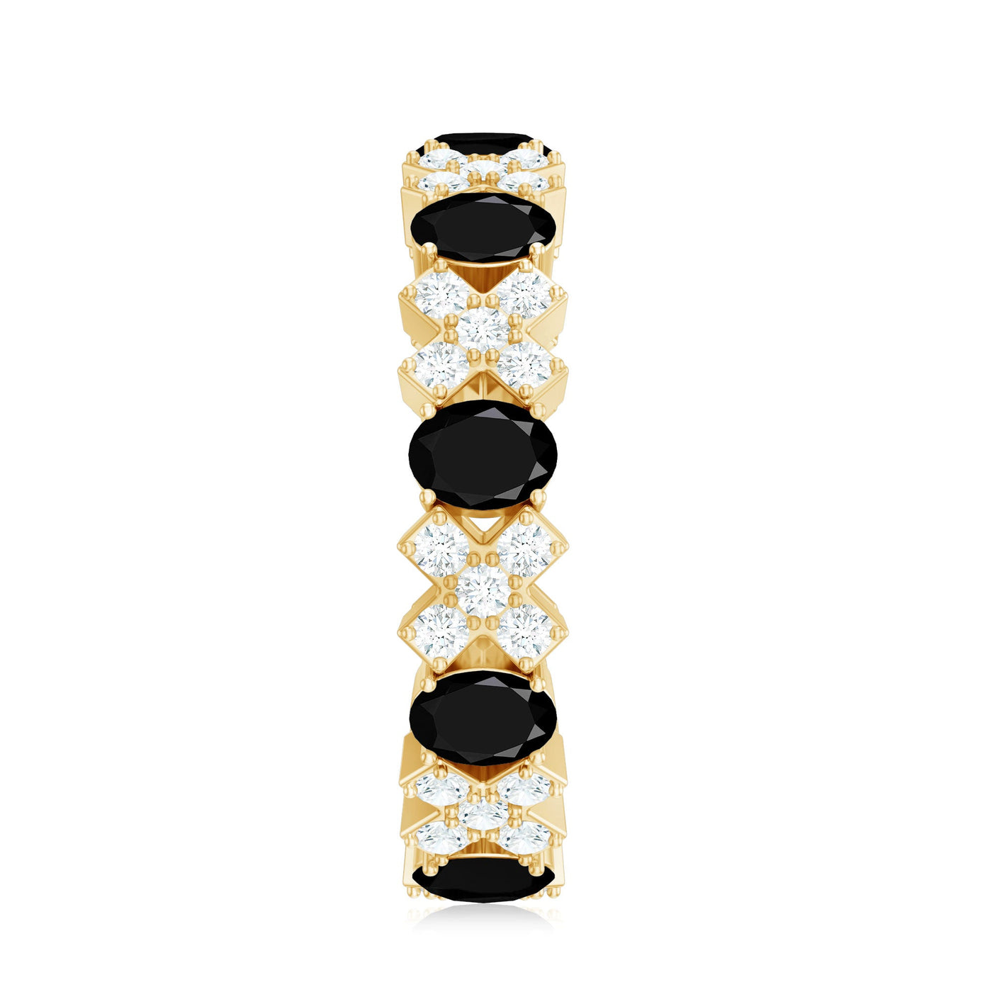 Certified Real Black Spinel Eternity Ring with Moissanite Rosec Jewels