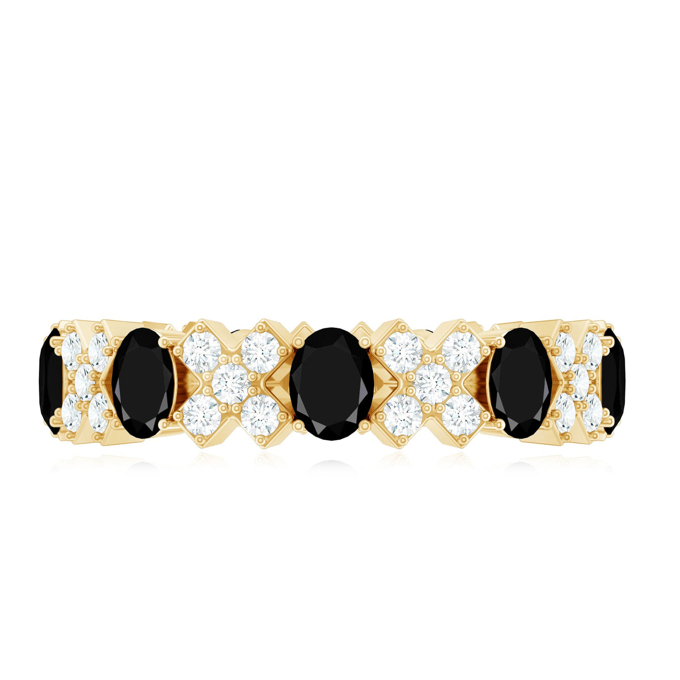 Certified Real Black Spinel Eternity Ring with Moissanite Rosec Jewels