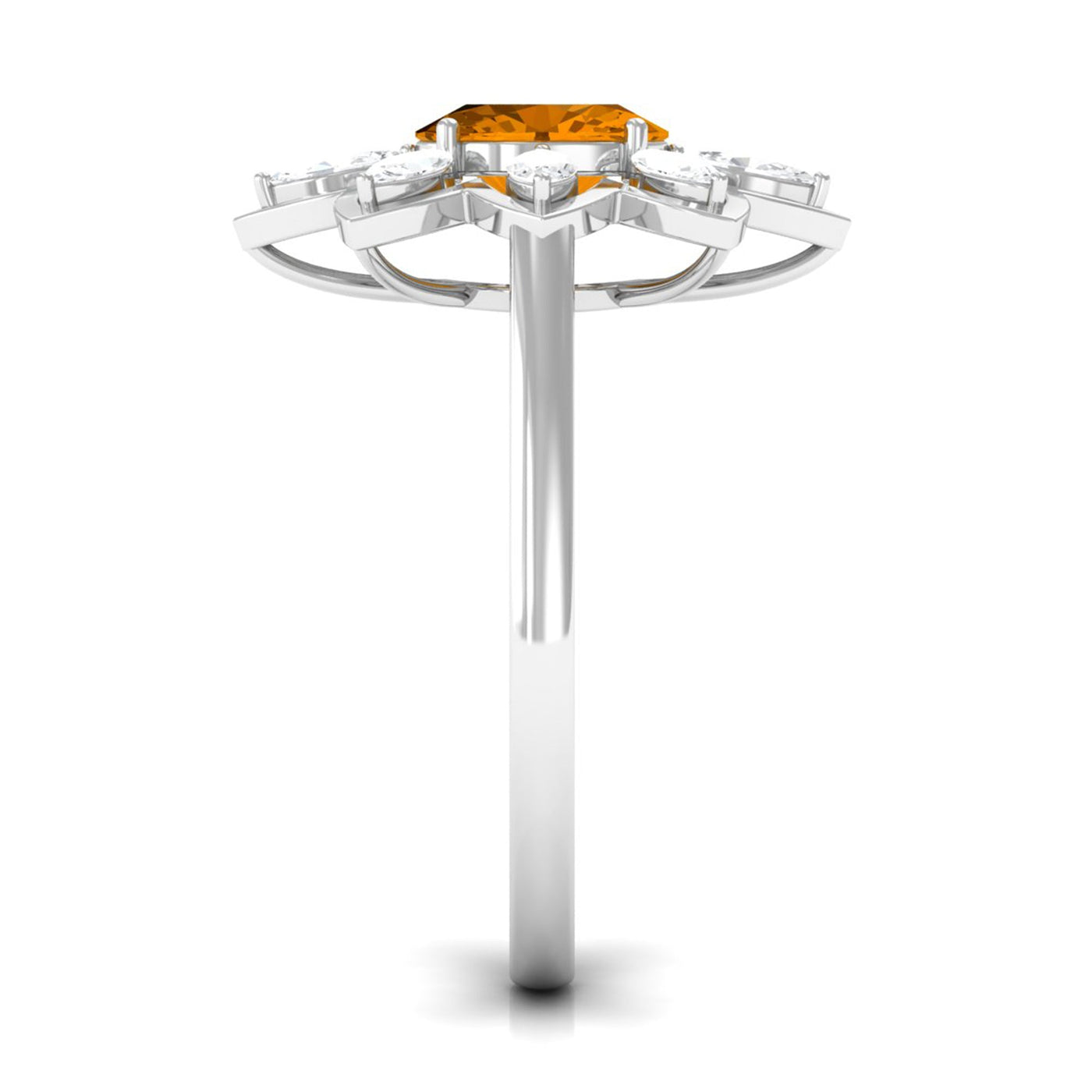 1 Carat Oval Cut Citrine Flower Engagement Ring with Diamond Stones Rosec Jewels