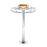 1 Carat Oval Cut Citrine Flower Engagement Ring with Diamond Stones Rosec Jewels