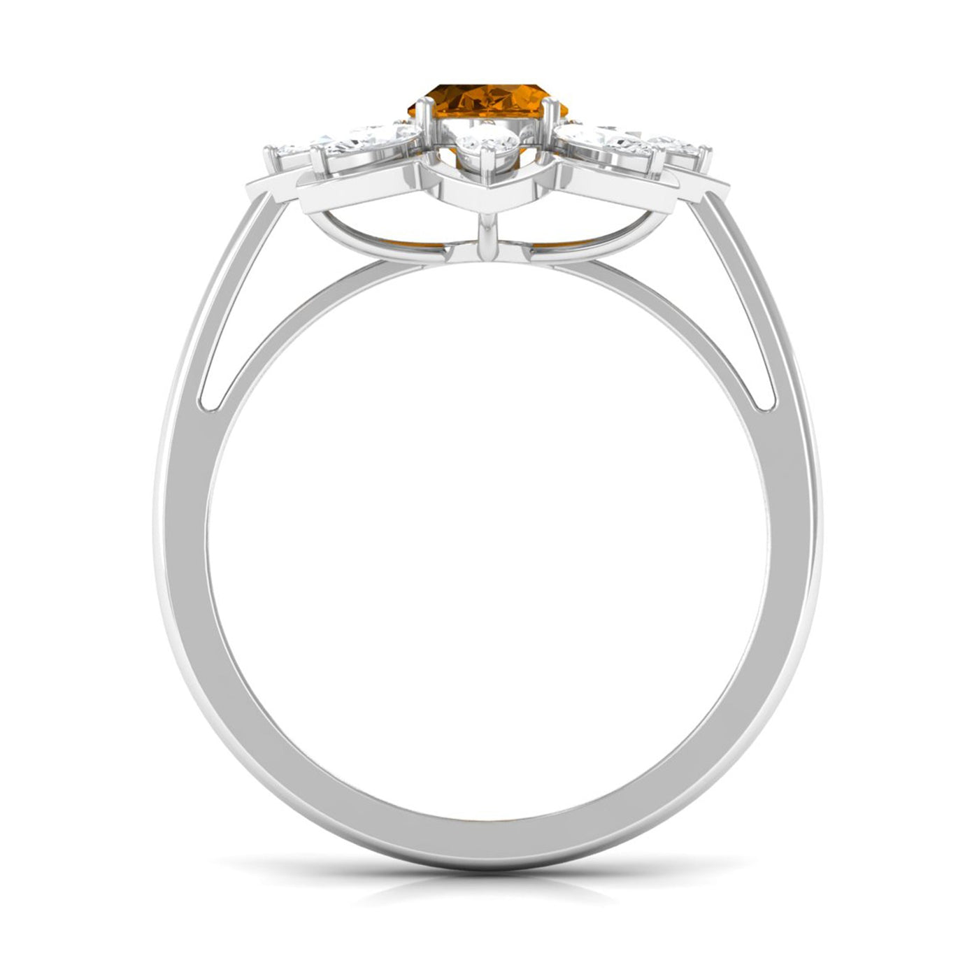 1 Carat Oval Cut Citrine Flower Engagement Ring with Diamond Stones Rosec Jewels