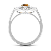 1 Carat Oval Cut Citrine Flower Engagement Ring with Diamond Stones Rosec Jewels
