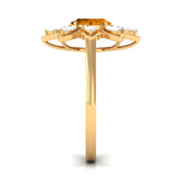 1 Carat Oval Cut Citrine Flower Engagement Ring with Diamond Stones Rosec Jewels