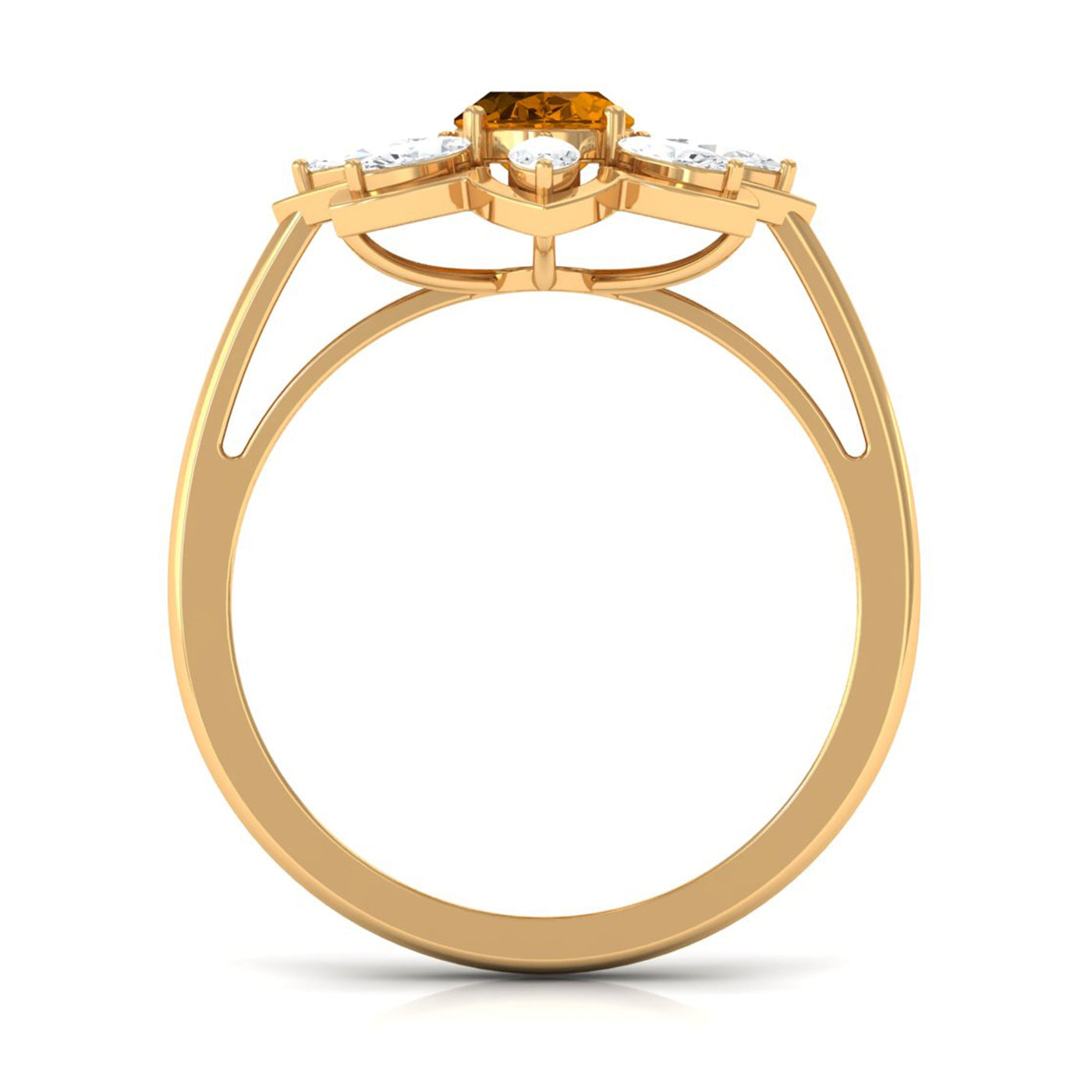 1 Carat Oval Cut Citrine Flower Engagement Ring with Diamond Stones Rosec Jewels