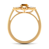 1 Carat Oval Cut Citrine Flower Engagement Ring with Diamond Stones Rosec Jewels