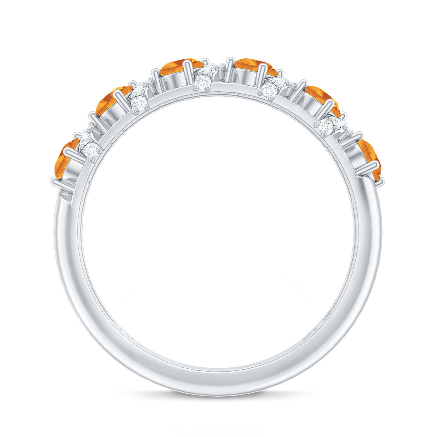 Natural Citrine Diamond Half Eternity Wedding Anniversary Ring Rosec Jewels