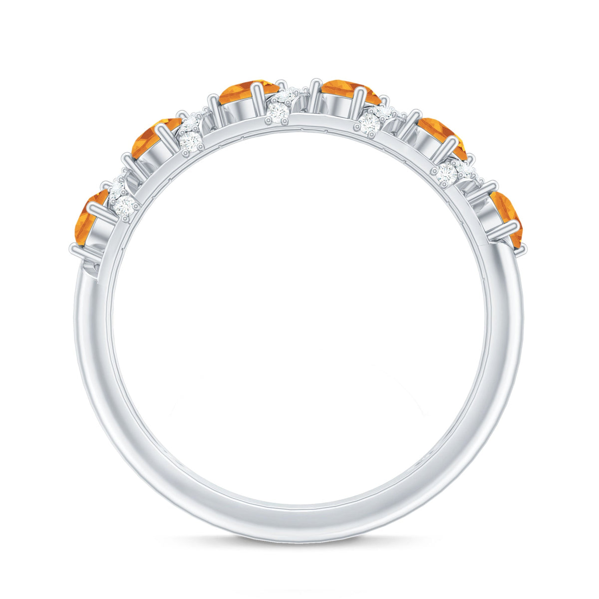 Natural Citrine Diamond Half Eternity Wedding Anniversary Ring Rosec Jewels