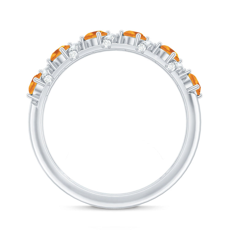 Natural Citrine Diamond Half Eternity Wedding Anniversary Ring Rosec Jewels