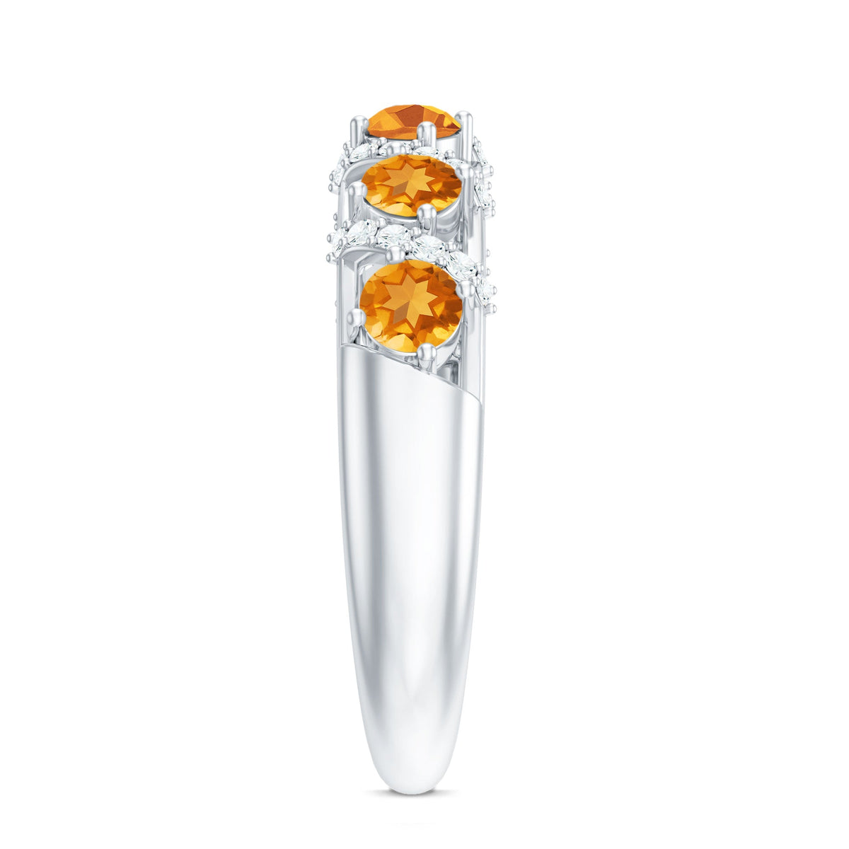Natural Citrine Diamond Half Eternity Wedding Anniversary Ring Rosec Jewels